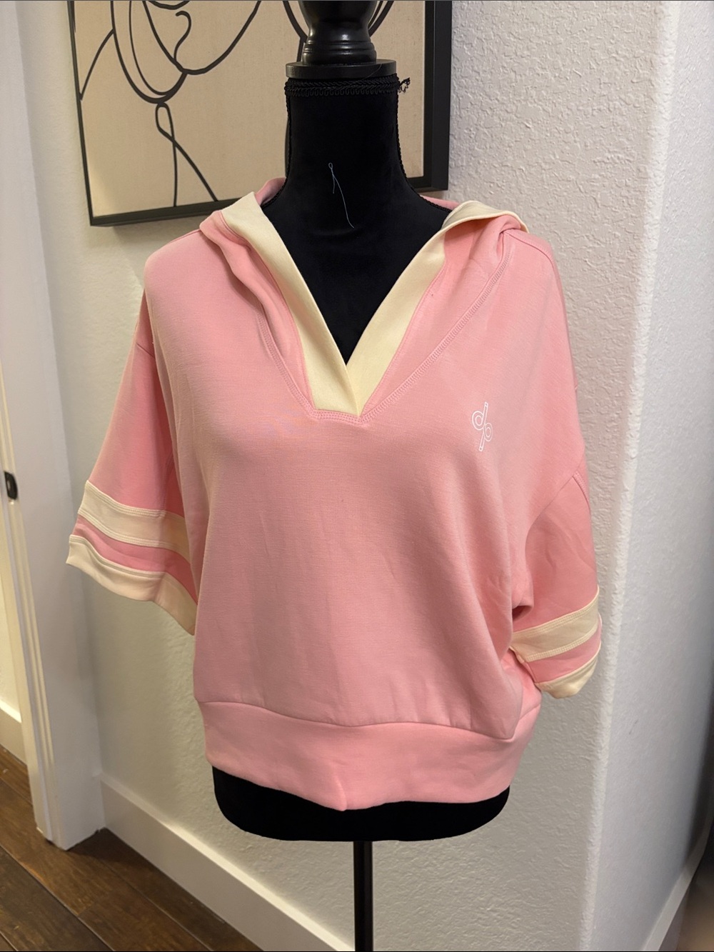 Daily Practice by Anthropologie Soft Pink hooded short sleeve sweatshirt